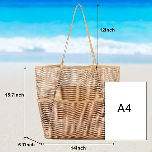 حقيبة حمل الشاطئ الشبكية الكبيرة للنساء من BTOOP مع جيوب متعددة ومناشف ألعاب للسفر العائلي وحقيبة حمام السباحة المقاومة للماء in Kuwait