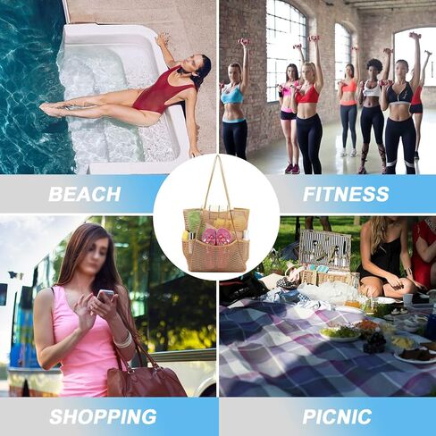 حقيبة حمل الشاطئ الشبكية الكبيرة للنساء من BTOOP مع جيوب متعددة ومناشف ألعاب للسفر العائلي وحقيبة حمام السباحة المقاومة للماء in Kuwait