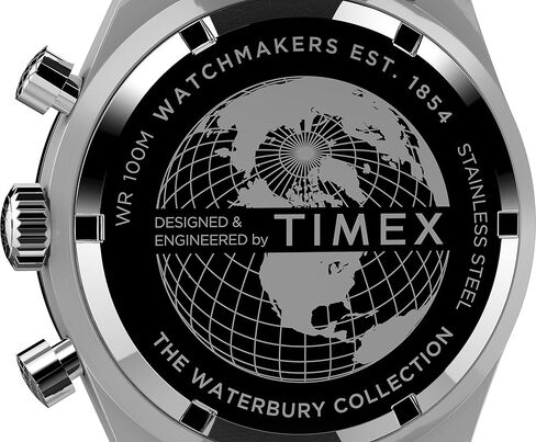 Timex Men’s Waterbury Diver Chronograph Automatic 41mm Watch – Black Dial Stainless Steel Case with Black Leather Strap in Saudi Arabia