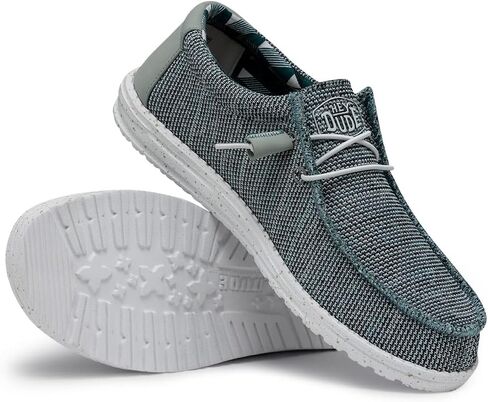 Hey Dude Men's Wally Sox Ice Grey Size 14 | Men's Loafers | Men's Slip On Shoes | Comfortable & Light-Weight in Saudi Arabia