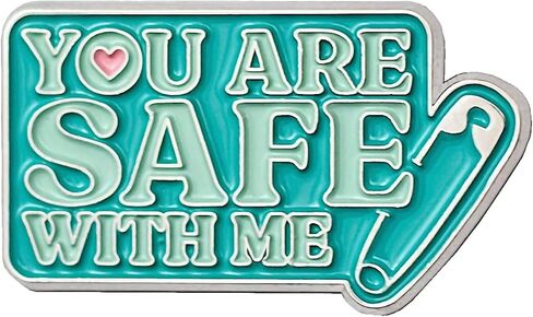 دبوس امان بعبارة You Are Safe With Me | هدية طبية لطيفة للممرضات والرعاية الصحية، مطلي بالمينا، بدون احجار كريمة, مينا, بدون أحجار كريمة in Kuwait