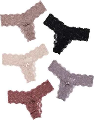 ملابس داخلية مثيرة من الدانتيل للنساء من DEANGELMON ملابس داخلية بفيونكة على شكل حرف V للسيدات محب على شكل T من الخلف لا تظهر سراويل داخلية قابلة للتنفس in Kuwait