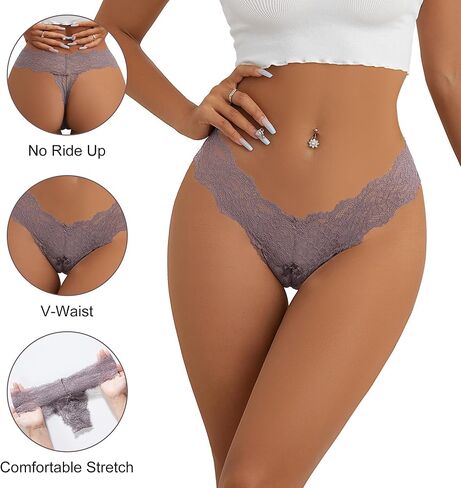 ملابس داخلية مثيرة من الدانتيل للنساء من DEANGELMON ملابس داخلية بفيونكة على شكل حرف V للسيدات محب على شكل T من الخلف لا تظهر سراويل داخلية قابلة للتنفس in Kuwait