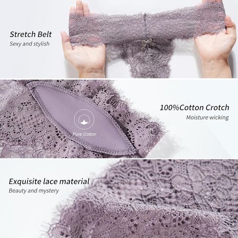 ملابس داخلية مثيرة من الدانتيل للنساء من DEANGELMON ملابس داخلية بفيونكة على شكل حرف V للسيدات محب على شكل T من الخلف لا تظهر سراويل داخلية قابلة للتنفس in Kuwait