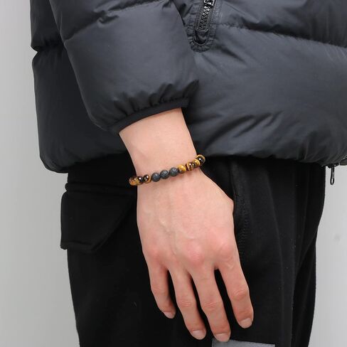 JoycuFF 𝐓𝐢𝐠𝐞𝐫 𝐄𝐲𝐞 𝐁𝐫𝐚𝐜𝐞𝐥𝐞𝐭 سوار علاجي للرجال 8 ملم حجر عقيق أسود غير لامع 𝐆𝐢𝐟𝐭𝐬 𝐟𝐨𝐫 𝐌𝐞𝐧 الأب الأخ الابن الصديق in Saudi Arabia