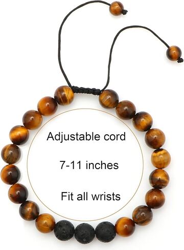 JoycuFF 𝐓𝐢𝐠𝐞𝐫 𝐄𝐲𝐞 𝐁𝐫𝐚𝐜𝐞𝐥𝐞𝐭 سوار علاجي للرجال 8 ملم حجر عقيق أسود غير لامع 𝐆𝐢𝐟𝐭𝐬 𝐟𝐨𝐫 𝐌𝐞𝐧 الأب الأخ الابن الصديق in Saudi Arabia