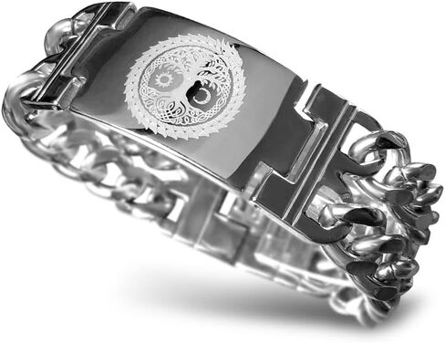 Mens Viking Odin Gungnir Stainless Steel Cool Cuban Chain Link Bracelet for Men,Norse Cuff Wristband Jewelry in Kuwait