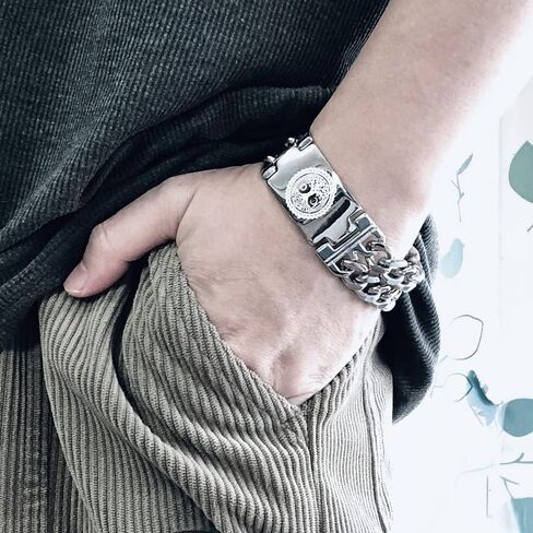 Mens Viking Odin Gungnir Stainless Steel Cool Cuban Chain Link Bracelet for Men,Norse Cuff Wristband Jewelry in Kuwait