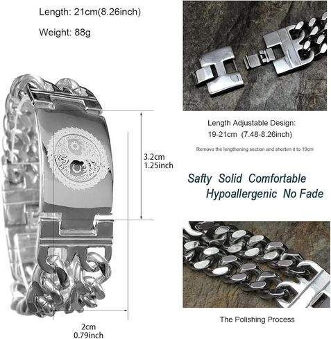 Mens Viking Odin Gungnir Stainless Steel Cool Cuban Chain Link Bracelet for Men,Norse Cuff Wristband Jewelry in Kuwait