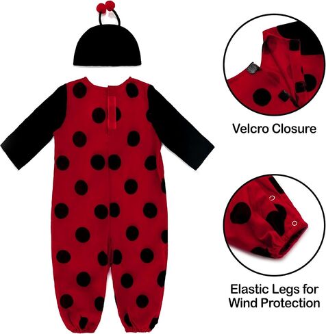 زي AlecosFun Baby Ladybug، زي للأطفال الصغار على شكل قبعة هوائي وأجنحة للرضع في عيد الهالوين الفاخر حتى أعياد الميلاد 6M-4T in Kuwait