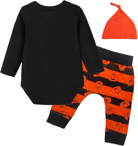 مجموعة ملابس Wosixima Baby Boys Girls My First Halloween Bat Toys من مجموعة سراويل اليقطين العنكبوتية مع قبعة للأطفال حديثي الولادة وحتى الرضع in Kuwait