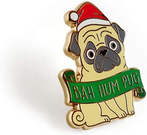 Pinsanity Cute 'Bah Hum Pug' Christmas Holiday Dog Enamel Lapel Pin in Saudi Arabia