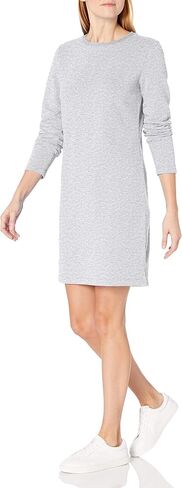 Amazon Essentials Women's Crewneck Long-Sleeve French Terry Fleece Above-The-Knee Dress in Kuwait