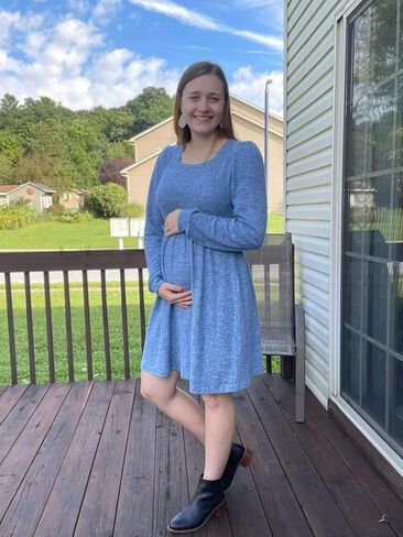 فستان XIEERDUO نسائي طويل الأكمام ورقبة مربعة وأكمام منتفخة وخصر مرن فساتين كاجوال in Kuwait