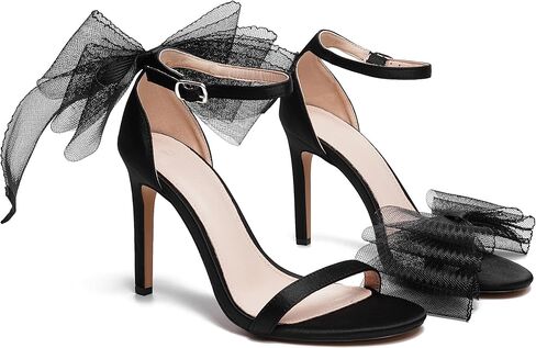 صنادل نسائية من Vertundy بكعب عالٍ مع شريط غير متماثل من الدانتيل الشبكي وعقدة تزيين مفتوحة عند الأصابع وحزام الكاحل وحزام واحد وكعب مثير فستان حفلات الزفاف للسيدات 3.14 بوصة in Kuwait