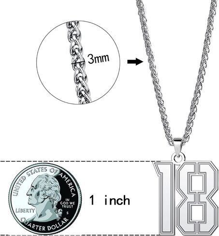 LuxglitterLin Number from 1 to 99 Necklaces for Boy Athletes Inspiration Jersey Number Chain Jewelry Sport Lover Gift Cuban Chain in Saudi Arabia