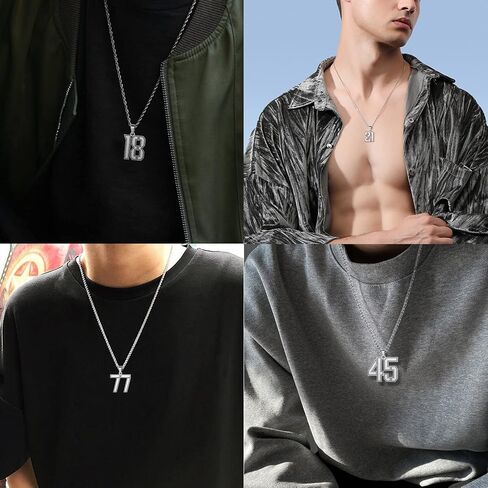 LuxglitterLin Number from 1 to 99 Necklaces for Boy Athletes Inspiration Jersey Number Chain Jewelry Sport Lover Gift Cuban Chain in Saudi Arabia