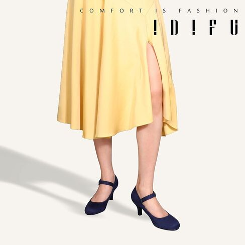 IDIFU Women's Jessy Dress Mary Jane Shoes Low Kitten Heels Closed Round Toe Office Work Wedding Pumps in Saudi Arabia