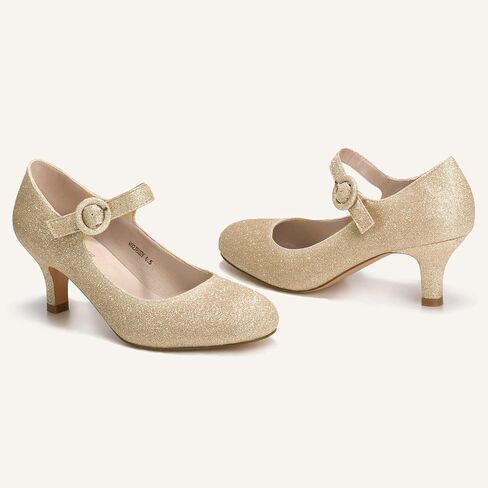 IDIFU Women's Jessy Dress Mary Jane Shoes Low Kitten Heels Closed Round Toe Office Work Wedding Pumps in Saudi Arabia