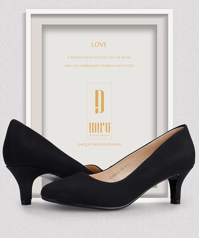 IDIFU Women's Classic Low Kitten Heels Pumps | 2 Inch Round Toe Office Wedding Dress Shoes for Women in Kuwait