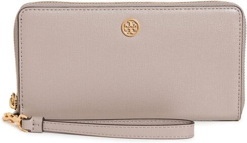 محفظة Tory Burch النسائية Robinson Zip Continental، رمادي هيرون، مقاس واحد in Saudi Arabia