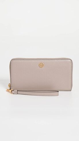 محفظة Tory Burch النسائية Robinson Zip Continental، رمادي هيرون، مقاس واحد in Saudi Arabia
