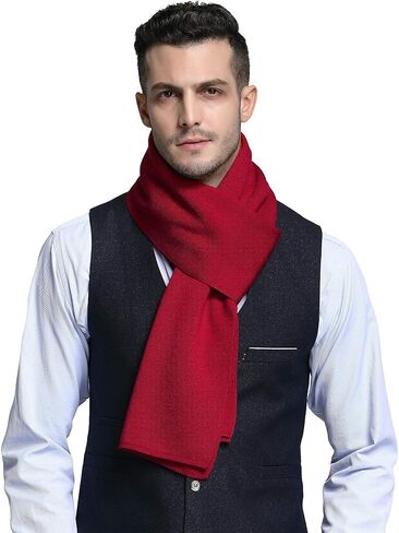RIONA Men's 100 Australian Merino Wool Scarf Knitted Soft Warm Neckwear in Saudi Arabia