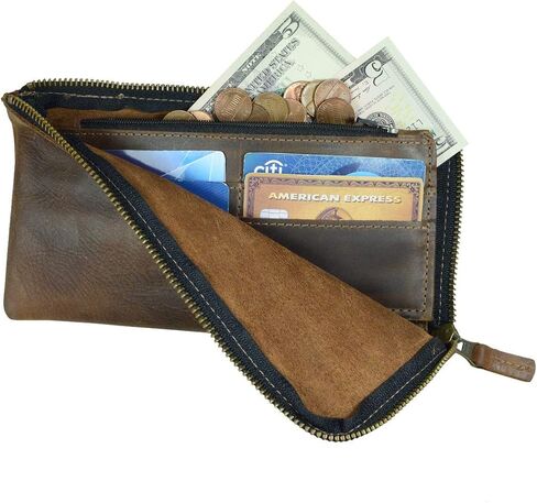Hide & Drink, Leather Long Zippered Wallet, Holds Up to 8 Cards Plus Coins And Flat Bills, Phone Holder, Travel Essentials, Handmade (Bourbon Brown) in Saudi Arabia