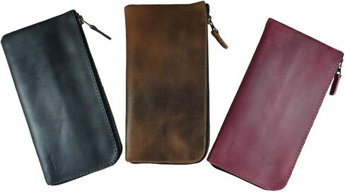 Hide & Drink, Leather Long Zippered Wallet, Holds Up to 8 Cards Plus Coins And Flat Bills, Phone Holder, Travel Essentials, Handmade (Bourbon Brown) in Saudi Arabia