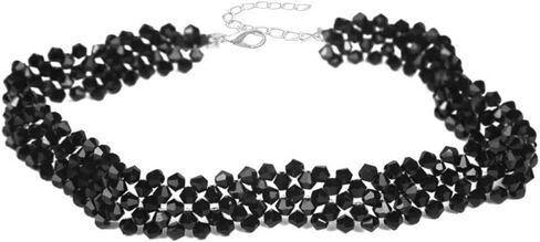 Bethynas Vintage Black Crystal Choker Necklace Braided Wide Collar Necklace Sexy Diamond-Cut Crystal Necklace Prom Party Festival Accessories for Women and Girls (Black 2) in Kuwait