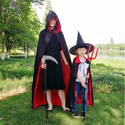 زي SherryDC للهالوين لمصاصي الدماء، غطاء رأس ذو ياقة واقفة للجنسين للبالغين والأطفال، عباءة ذات وجهين للحفلات التنكرية in Kuwait