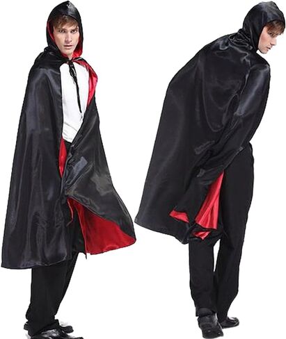 زي SherryDC للهالوين لمصاصي الدماء، غطاء رأس ذو ياقة واقفة للجنسين للبالغين والأطفال، عباءة ذات وجهين للحفلات التنكرية in Kuwait