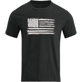 H HYFOL Men's Graphic T-Shirts USA Flag 100% Cotton Short Sleeve American Patriotic Crewneck Casual Regular Tee Shirts