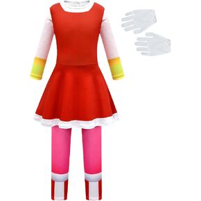 Ubeufun Amiy Roise Costume Red Jumpsuit with Skirt Girls Halloween Cosplay Bodysuit with Gloves Kids Party Outfit Dress up in Kuwait
