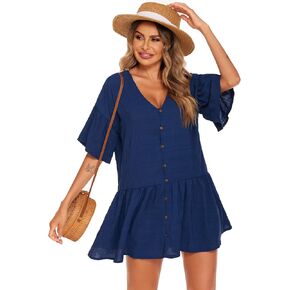 AI'MAGE Swimsuit Coverup for Women Soft Bathing Suit Cover Ups Button Down Shirt Bikini Beachwear Beach Dress S-XXL in Saudi Arabia