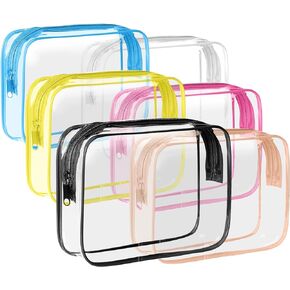 Clear Travel Toiletry Bag Clear Makeup Bag with jewelry bags, Cosmetic Toiletry Bag - TSA Approved Clear Makeup Organizer for Travel, Quart Size Bag Carry on Airport Airline Compliant Bag, 6 Color in Kuwait