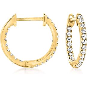 RS Pure by Ross-Simons 0.20 ct. t.w. Diamond Inside-Outside Huggie Hoop Earrings in 14kt Yellow Gold in Kuwait