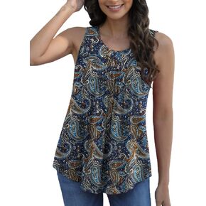 LETDIOSTO Women's Plus Size Tank Tops Loose Fit Lace Summer Sleeveless Shirts, M-3X