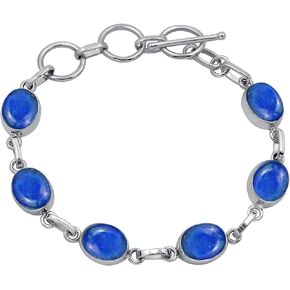 TISHAVI 925 Sterling Silver Natural 8x10mm Oval Gemstone Handmade Birthstone Boho Bracelet For Women, Handmade Jewelry Gift For Mom Wife Sister