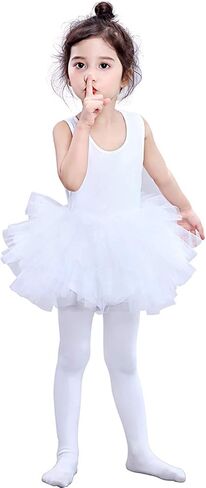 تنورة توتو يوتار طويلة الأكمام للفتيات الصغيرات من HAXICO منفوشة 4 طبقات فستان رقص باليه، زي الجمباز والباليه 2-8 سنوات in Kuwait