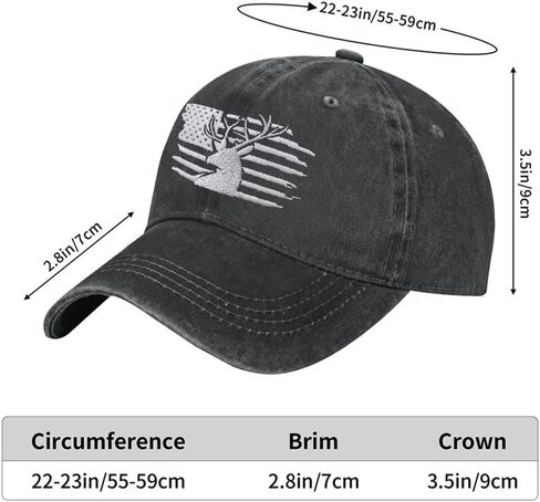 HHNLB Embroidered Funny American Flag and Deer Skull Hunting Hat, Distressed Cotton Wash Baseball Cap Gifts for Men Women in Kuwait