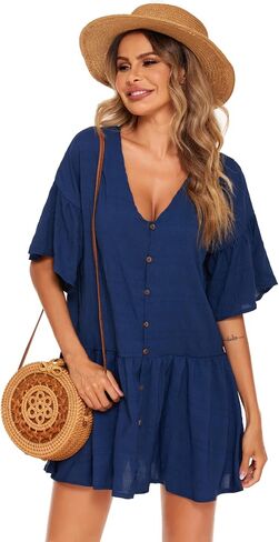 AI'MAGE Swimsuit Coverup for Women Soft Bathing Suit Cover Ups Button Down Shirt Bikini Beachwear Beach Dress S-XXL in Saudi Arabia