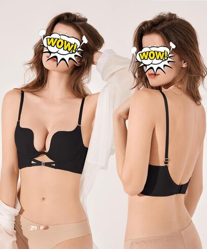 DIKGROP حمالة صدر منخفضة القطع للنساء مثيرة بفتحة صدر على شكل حرف U عميقة رافعة للأعلى بدون ظهر مريحة وتنعيم حمالات الصدر ملابس داخلية in Kuwait