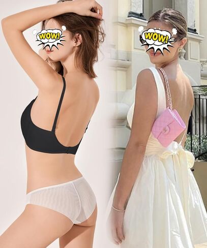 DIKGROP حمالة صدر منخفضة القطع للنساء مثيرة بفتحة صدر على شكل حرف U عميقة رافعة للأعلى بدون ظهر مريحة وتنعيم حمالات الصدر ملابس داخلية in Kuwait