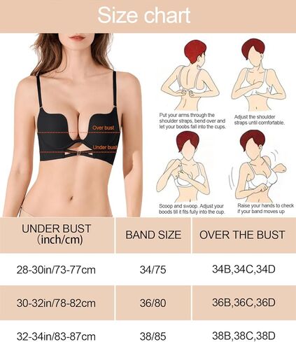 DIKGROP حمالة صدر منخفضة القطع للنساء مثيرة بفتحة صدر على شكل حرف U عميقة رافعة للأعلى بدون ظهر مريحة وتنعيم حمالات الصدر ملابس داخلية in Kuwait