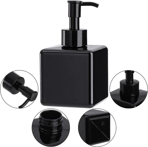Okllen 12 Pack 8 Oz Empty Refillable Pump Bottles， Plastic Pump Bottles Square Liquid Soap Dispenser for Lotions, Shampoos, Body Wash, Creams, Black Color in Saudi Arabia