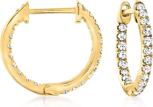 RS Pure by Ross-Simons 0.20 ct. t.w. Diamond Inside-Outside Huggie Hoop Earrings in 14kt Yellow Gold in Saudi Arabia
