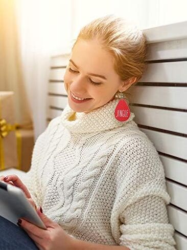 16 Pairs Christmas Faux Leather Earrings Lightweight Faux Leather Earrings Holiday Earrings for Women in Saudi Arabia