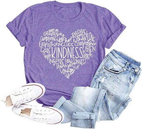 قمصان نسائية لطيفة لطيفة على شكل زهرة Be Kind، تي شيرتات كاجوال بطباعة ماندالا للمعلم in Kuwait