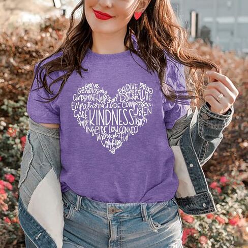 قمصان نسائية لطيفة لطيفة على شكل زهرة Be Kind، تي شيرتات كاجوال بطباعة ماندالا للمعلم in Kuwait